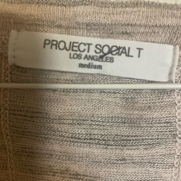 Project Social T Striped Long Sleeve Top -Cashew Drop Shoulder Pullover-Medium - Picture 4 of 4